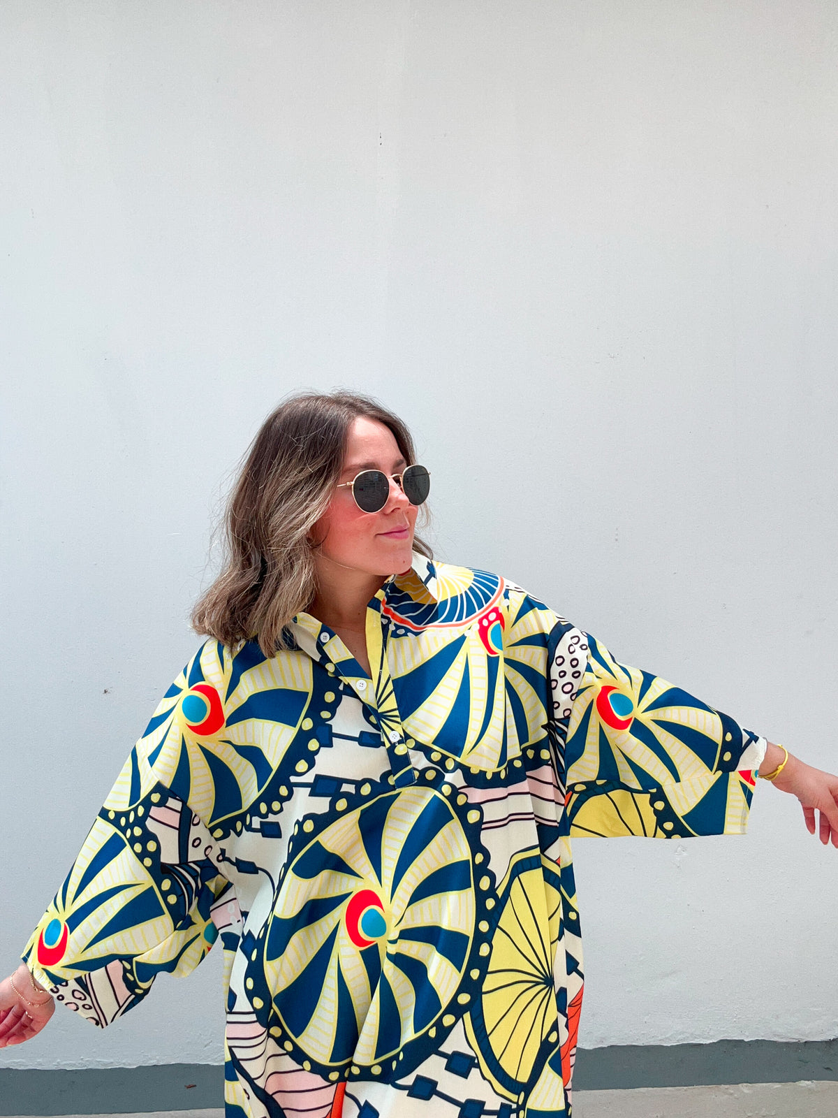 Blue & Yellow Printed Dress