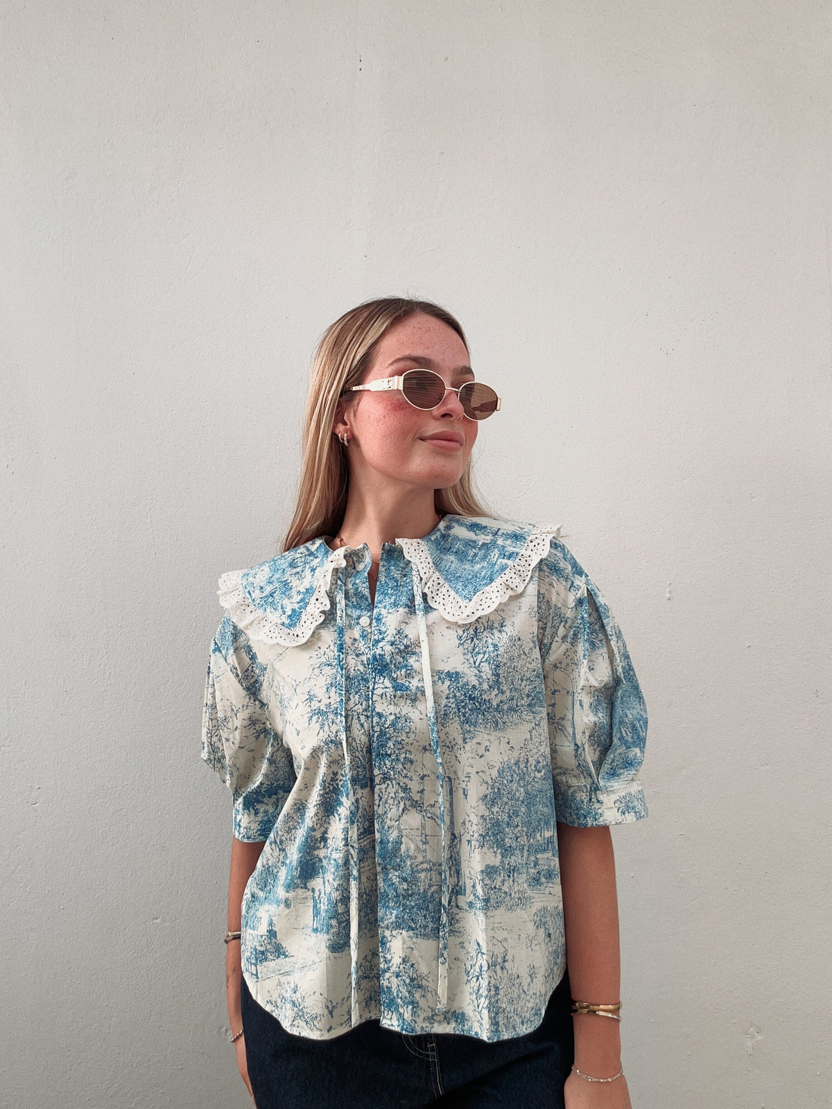 Blue Amour Collar Top