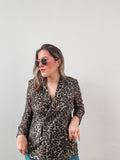 Leopard Mesh Blazer Top