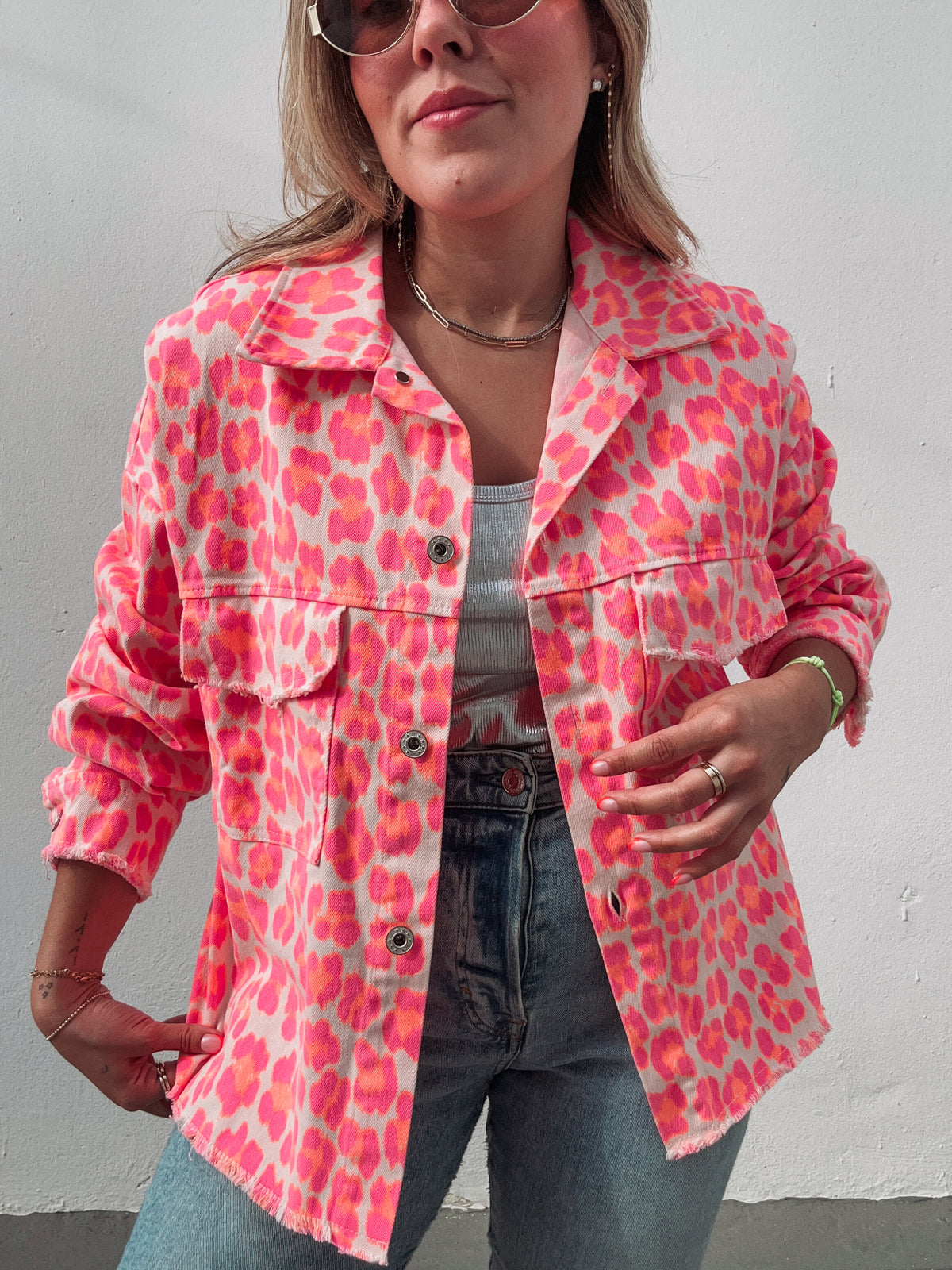 Neon Pink & Orange Leopard Light Jacket