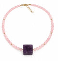 Pink Quartz Cube Necklace