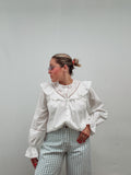 White Eyelet Ruffle Blouse