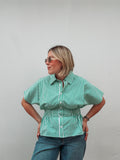 Green & White Stripe Top