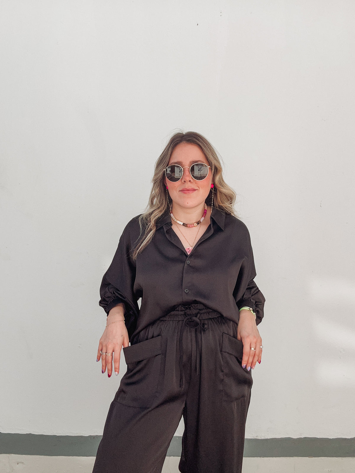 Black Satin Set