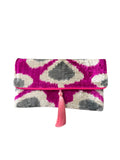 Hot Pink & Grey Florals Clutch