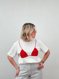 Red Beaded Bikini Tee