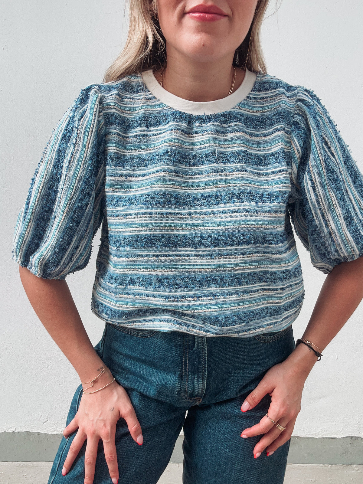 Blue Textured Blouse