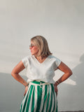 White V-Neck Sequin Top