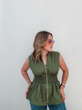Olive Zipper Top