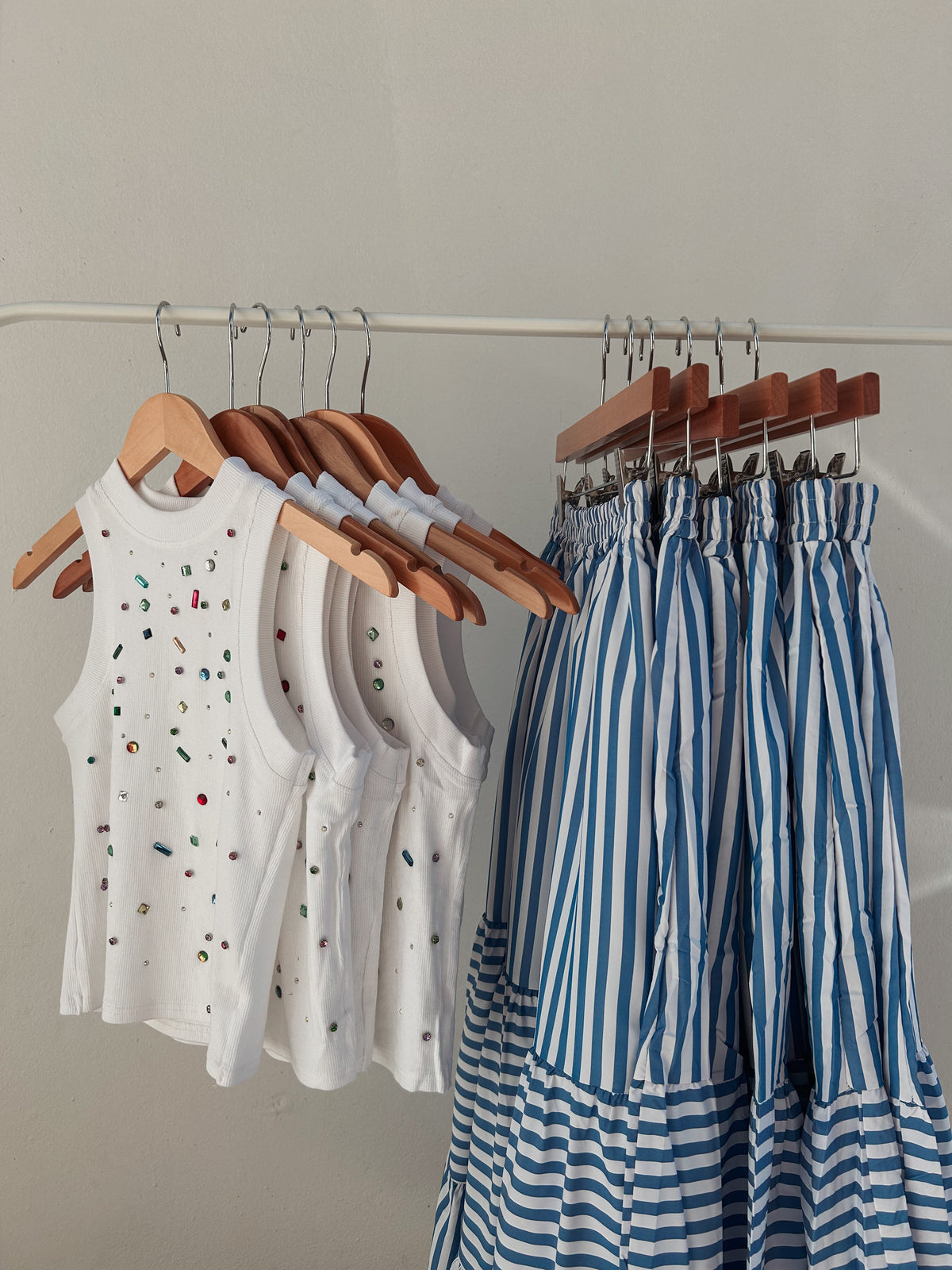 Blue & White Striped Skirt