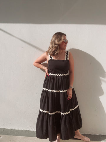 Black Zig Zag Maxi Dress