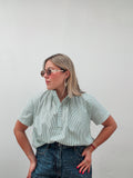 White, Green & Blue Stripe Top