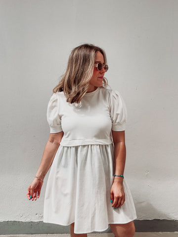 Aurora White Bubble Tee Dress