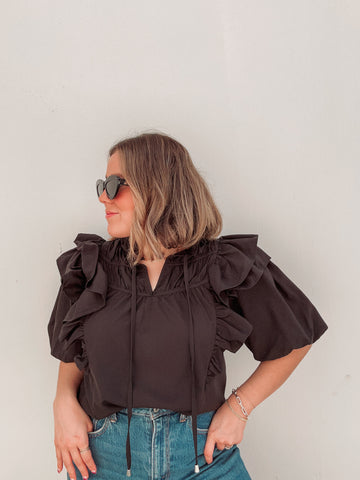 Black Ruffle Top