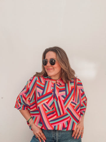 Neon Candy Striped Blouse