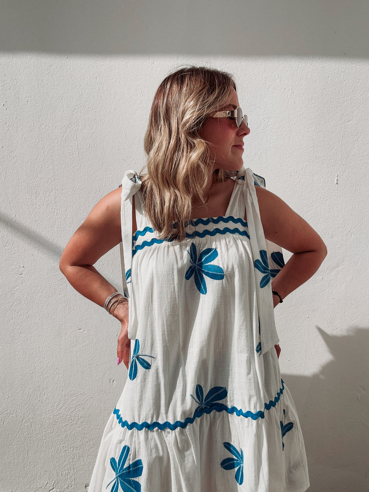 Greta Floral Blue Dress