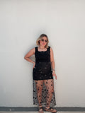 Black Sheer Sequin Lace Skirt