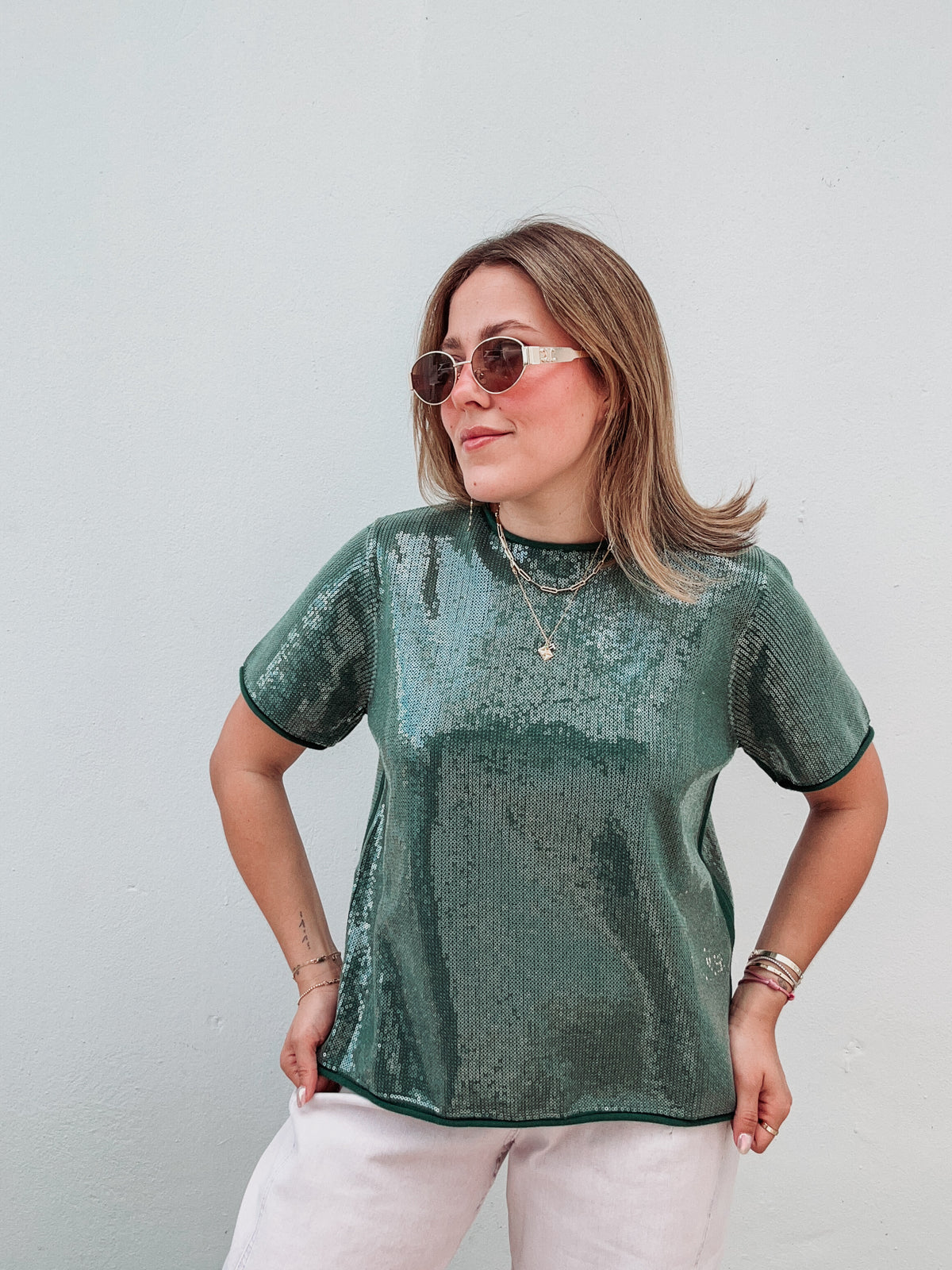 Verde Sequin Top