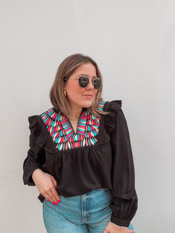 Black Embroidered Top