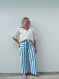 White & Blue Stripe Pants