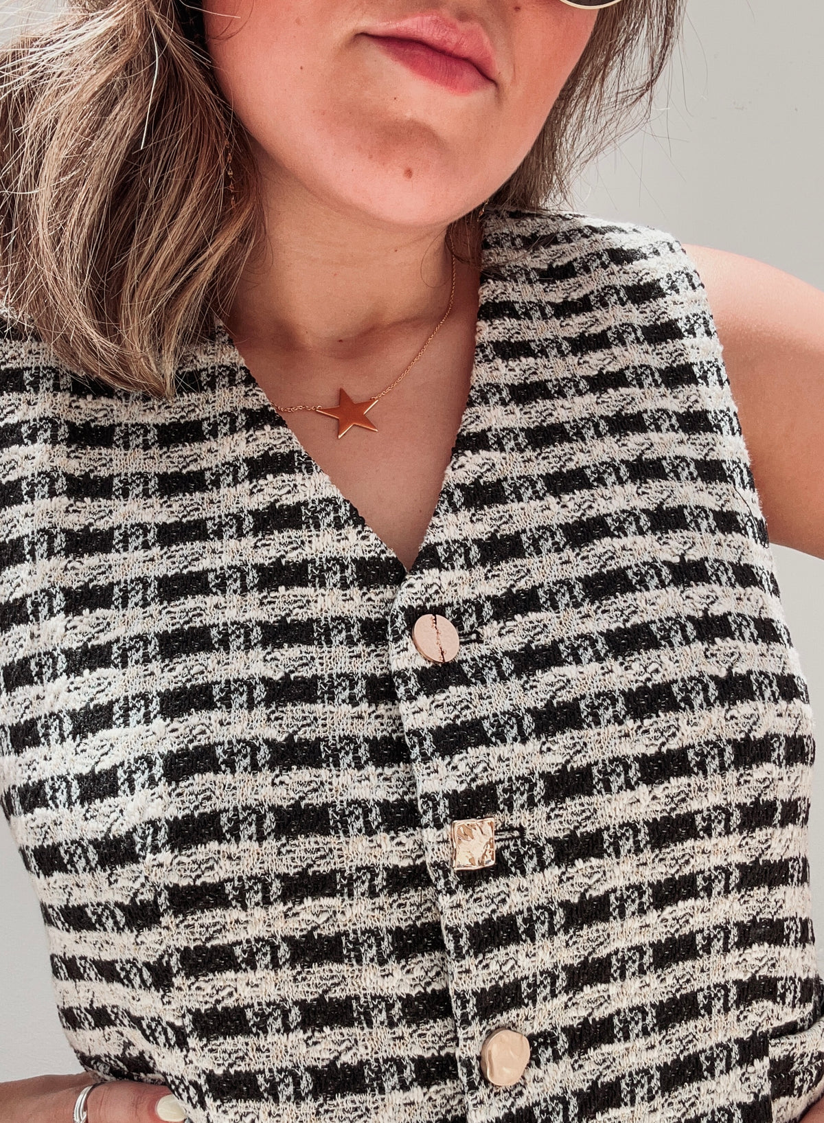 Black Shimmer Tweed Vest