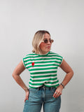 White & Green Red Orange Tulip Tee