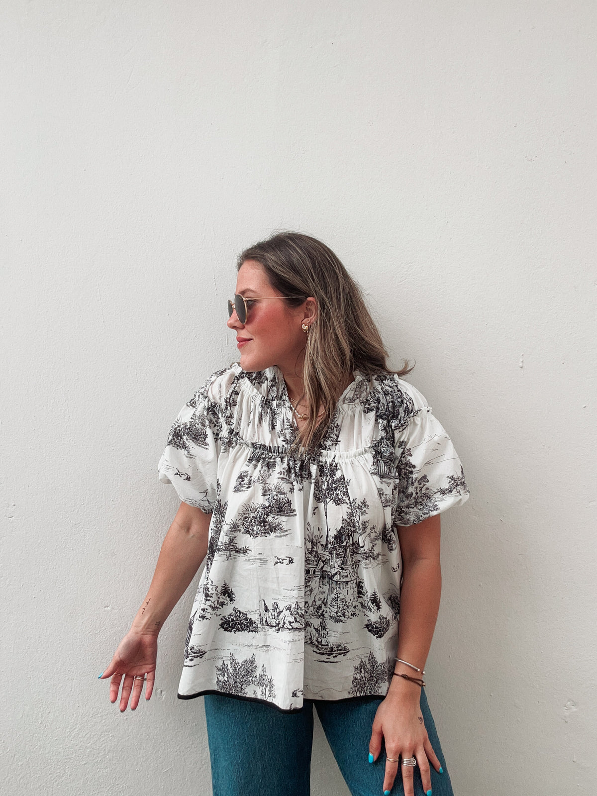 Newport Black Printed Blouse