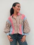 Brown, Blue & Red Top