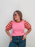 Pink & Caramel Knitted Top