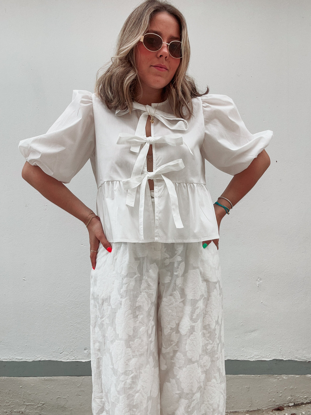 White Powder Bow Top