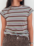 Blue & Brown Stripe Top