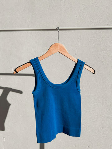 Electric Blue Ribbed Basic Tank