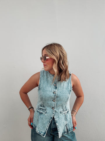 Washed Denim Vest