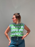 Green & Blue Knit Top