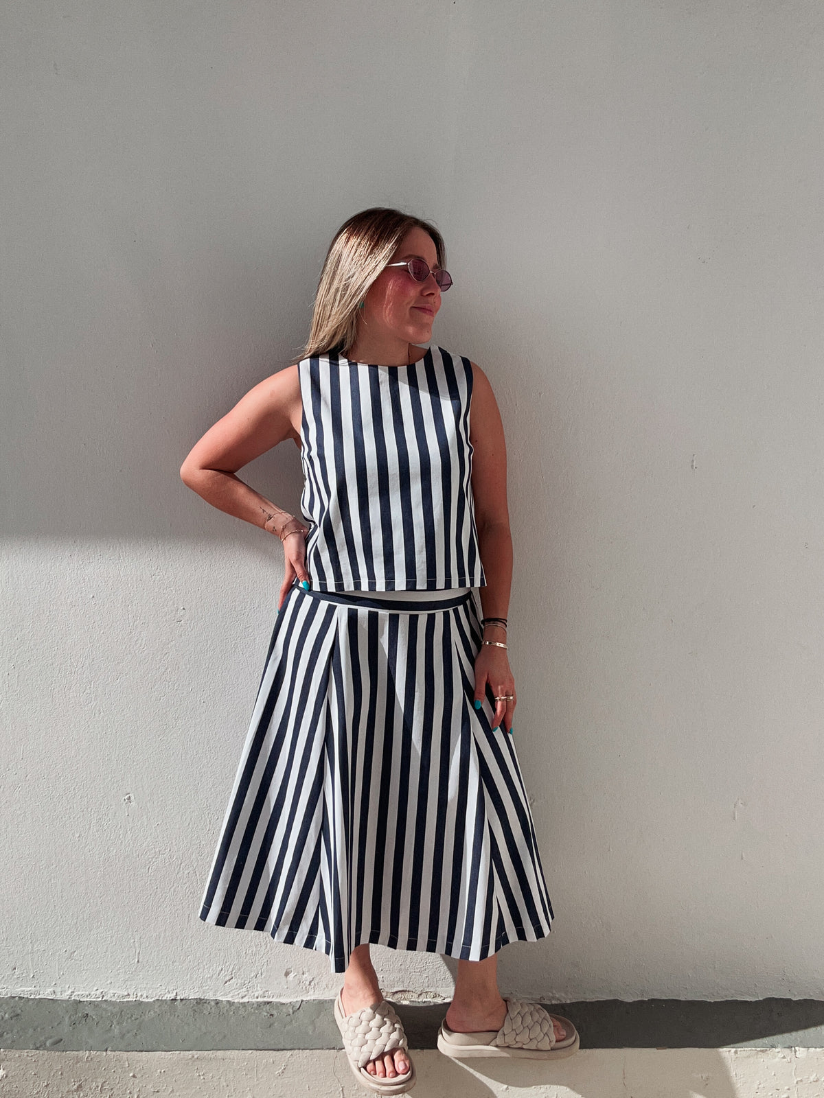 Florencia Navy Skirt Set