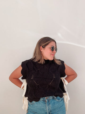 Sophia Black Bow Knit