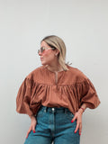 Camel Stripe Cape Top