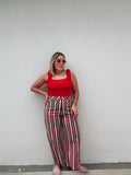 Chocolate & Blue Stripe Pants