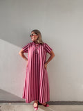 Burgundy Bubblegum Striped Maxi