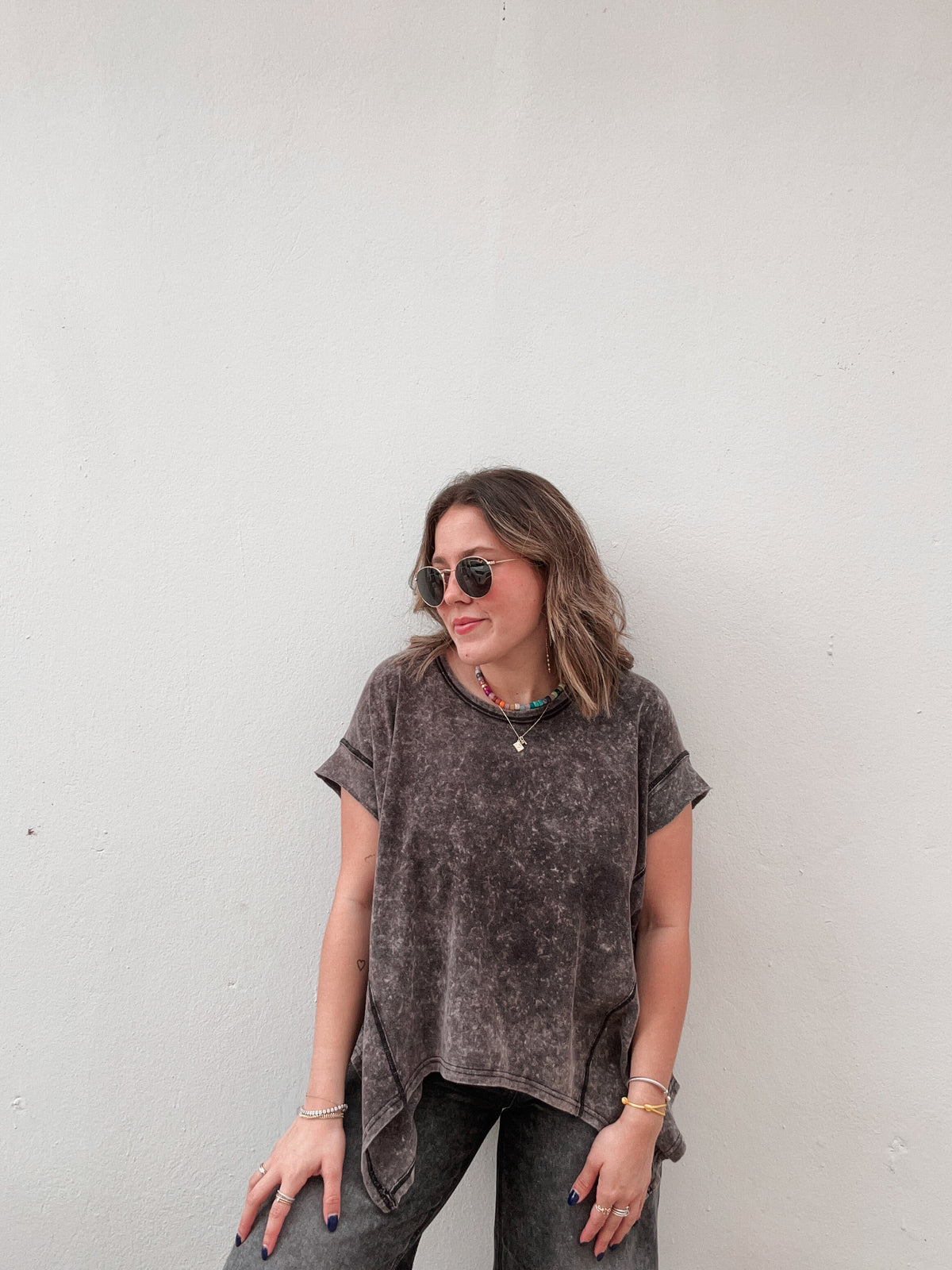 Black Washed Flow Tee