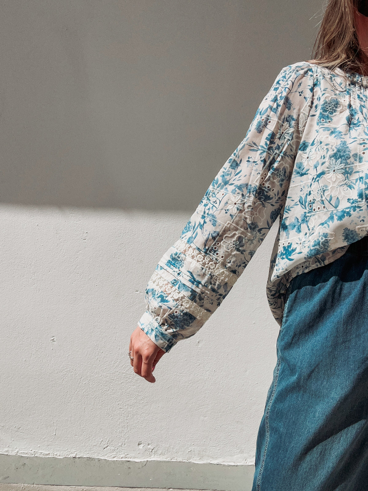 Baby Blue Eyelet Summery Blouse