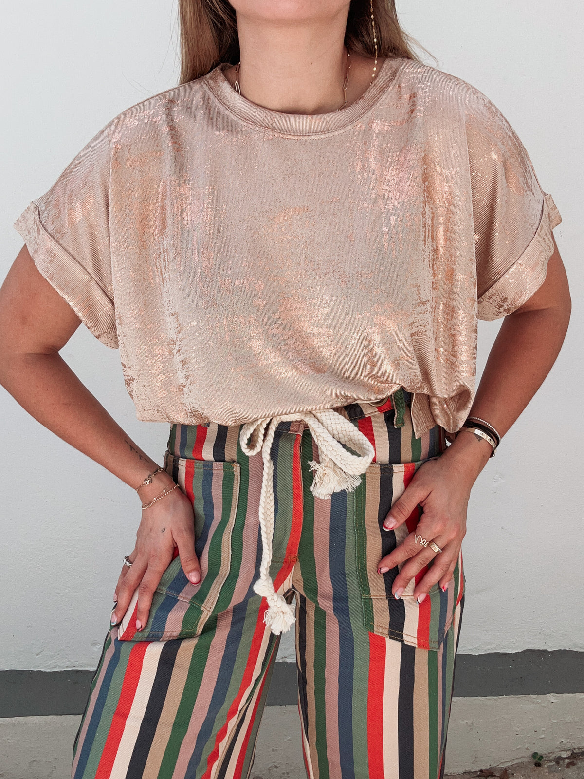 Sand & Gold Metallic Tee