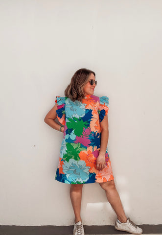 Blue Floral Printed Dress