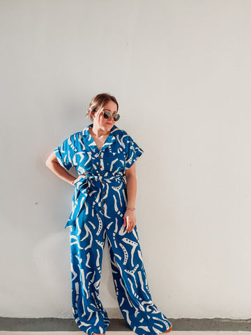 Cabana Blue Printed jumpsuit