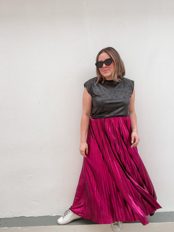 PRE ORDER: Hot Pink Shimmer Metallics Skirt