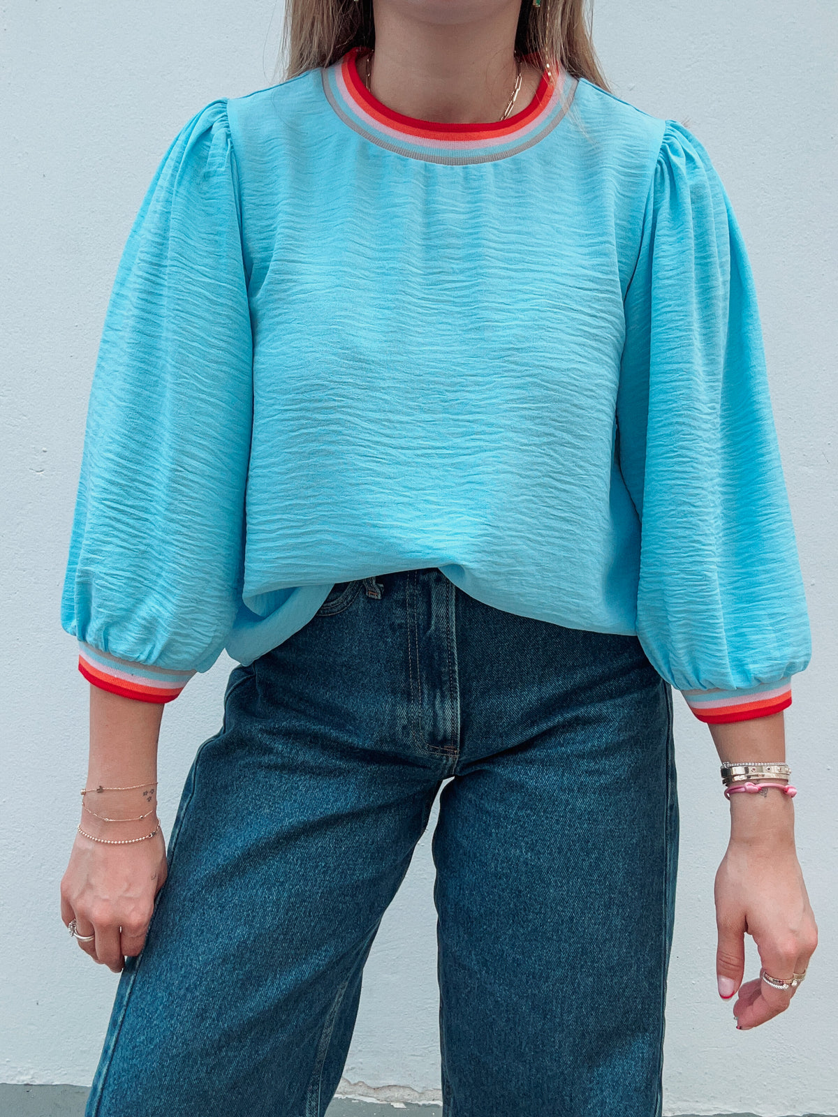 Light Blue Rainbow Stripe Blouse