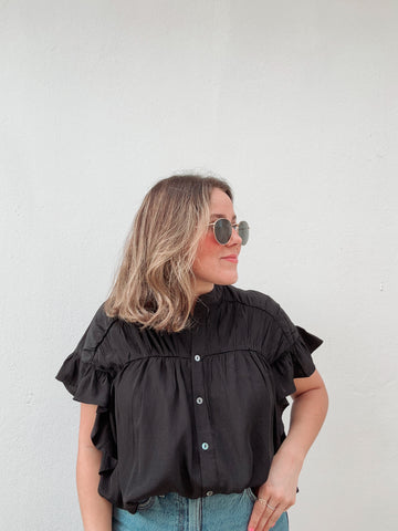 Black Ruffle Blouse