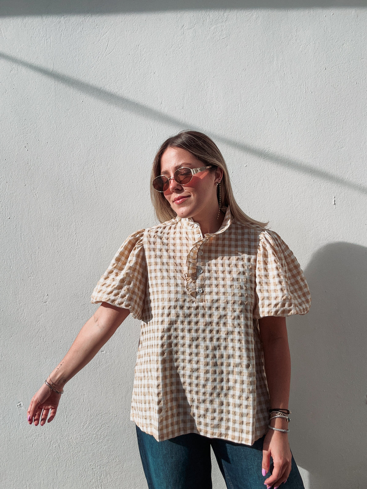 Vanilla Gingham Blouse
