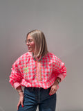 PRE ORDER: Neon Gingham Embroidered Palm Top