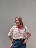 Vanilla, Pink & Green Stripe Top